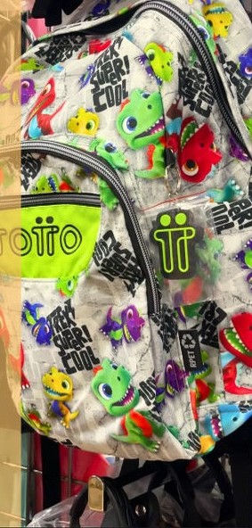 Mochila Totto con estampado de dinosaurios